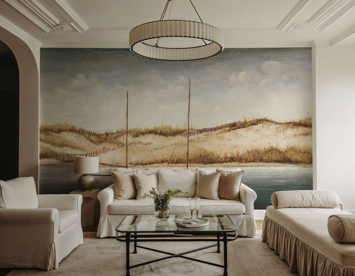 Sailboats Off the Coast Mural Wallpaper - room preview 04