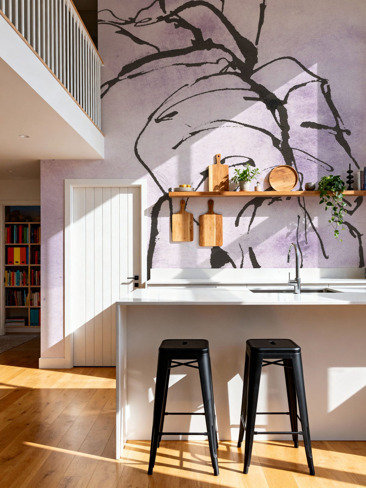 Midnight Plum Leaf I Mural Wallpaper - room preview 04