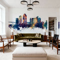 Shreveport Louisiana Skyline Blue & Bronze Mural Wallpaper - room preview 04