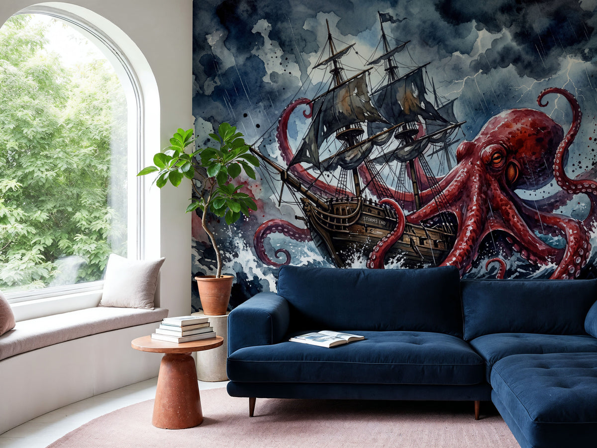 The Octopus Beast II Mural Wallpaper - room preview 04