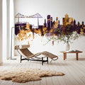 Middlesbrough England Skyline Purple & Gold Mural Wallpaper - room preview 04
