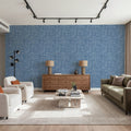 Mottled Linen Effect, Sky Blue Mural Wallpaper - room preview 04