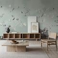 Birds in the Garden Blue Green Mural Wallpaper - room preview 04