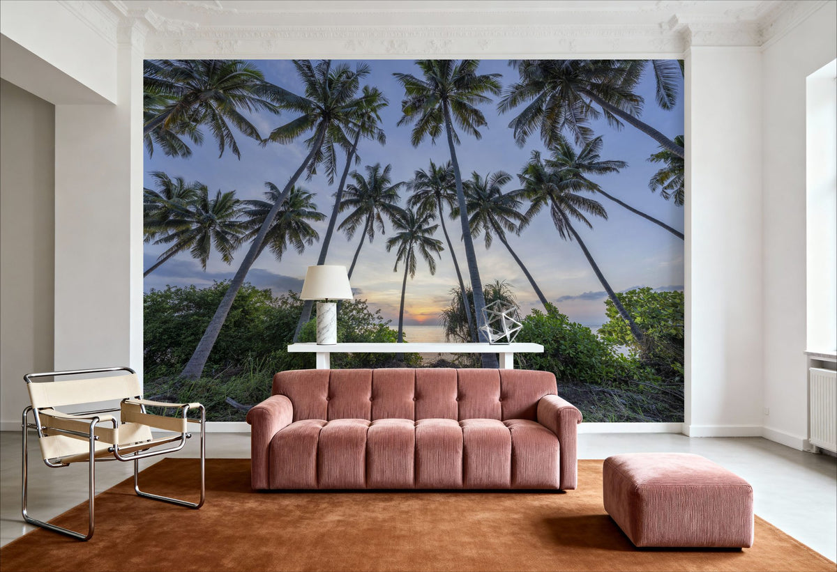 Tropical Sunset Palm Mural Wallpaper - room preview 04