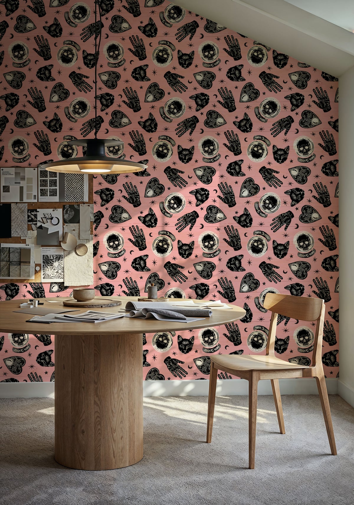 Symbolic Halloween Pink Mural Wallpaper - room preview 04