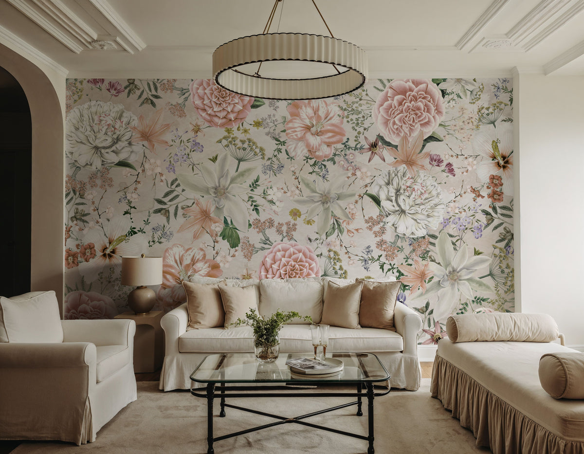 Flowers and Stripes Mural Wallpaper - room preview 04