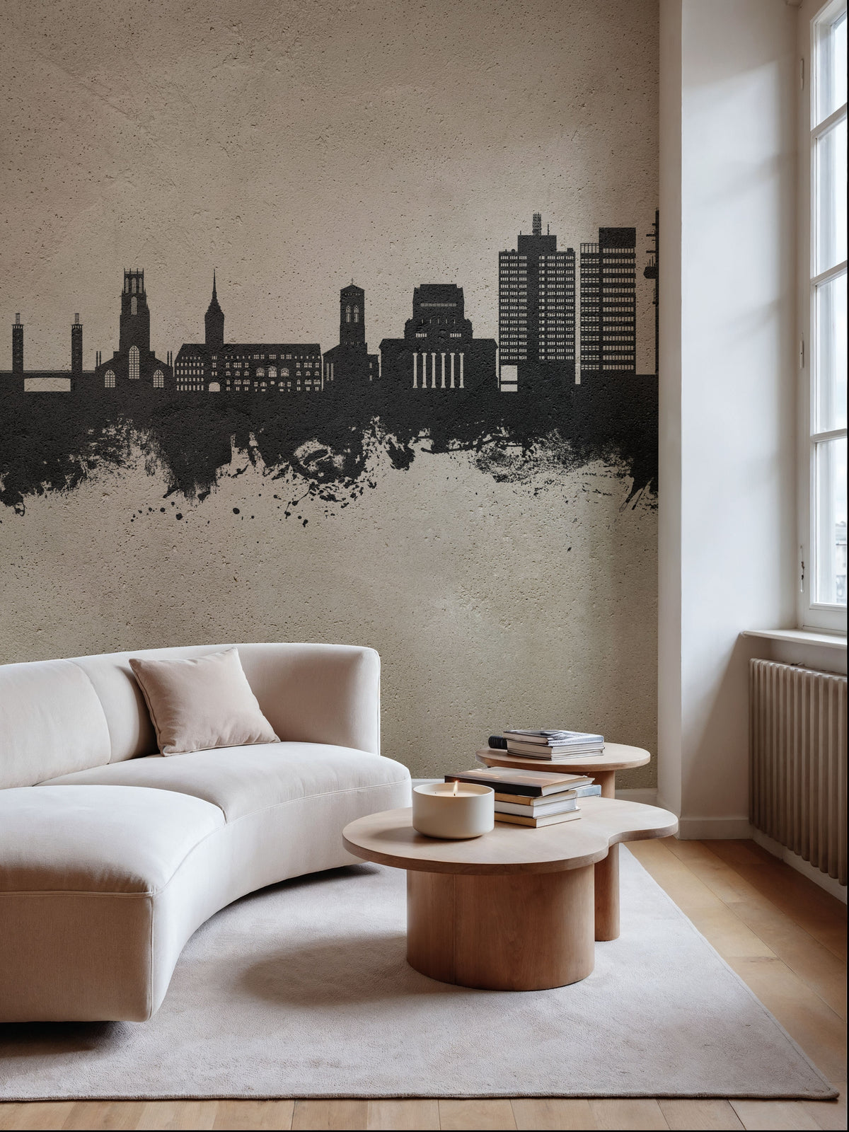 Duisburg Germany Skyline Concrete Mural Wallpaper - room preview 04
