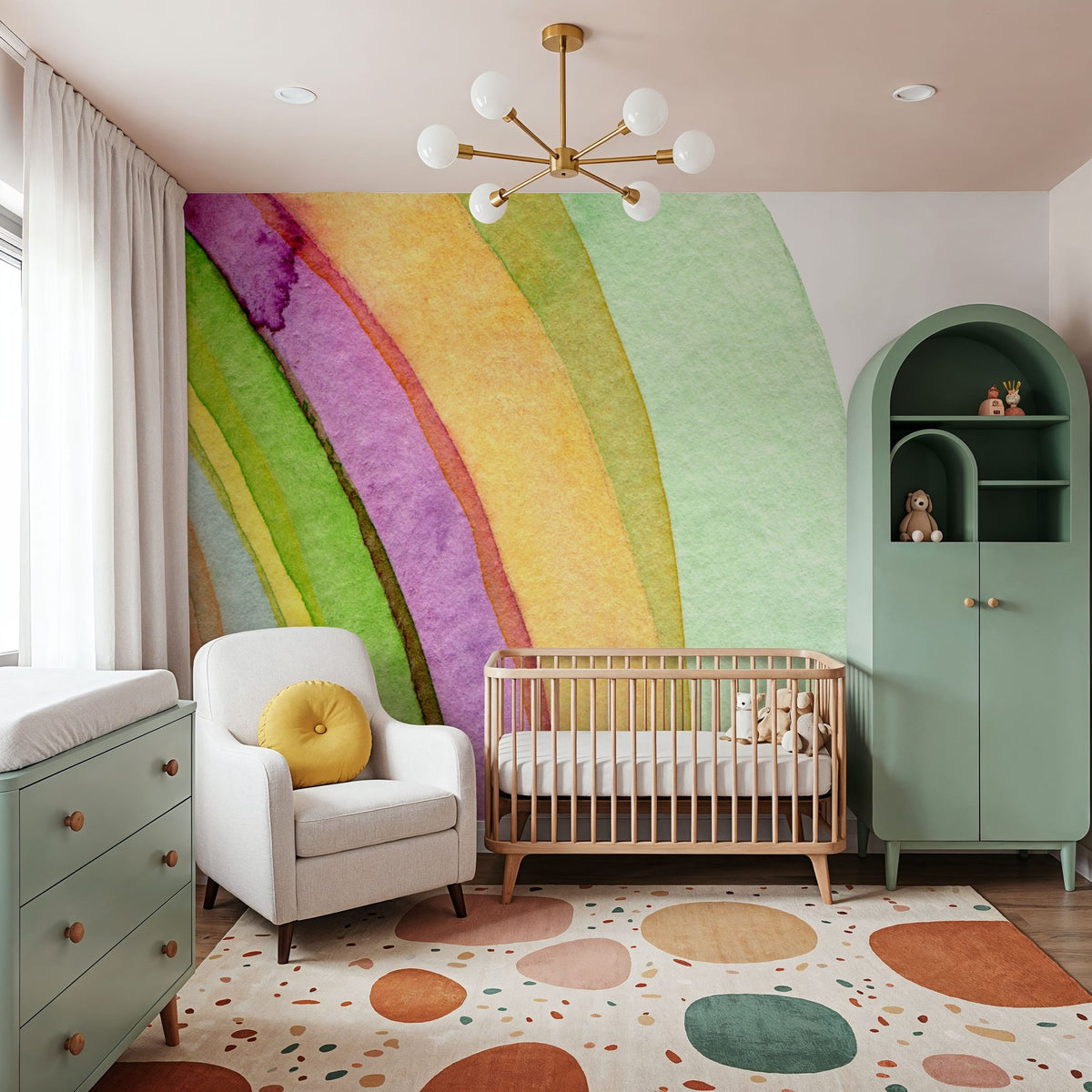 Watercolor Rainbow Mural Wallpaper - room preview 04