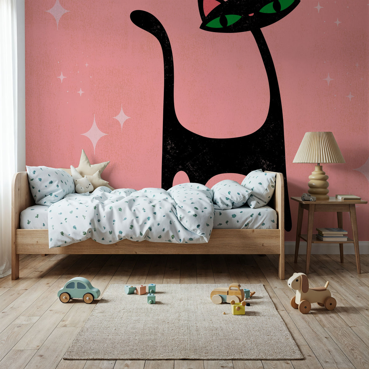 Retro Cat, Pink Mural Wallpaper - room preview 04