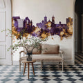 St John's Canada Skyline Purple & Gold Mural Wallpaper - room preview 04