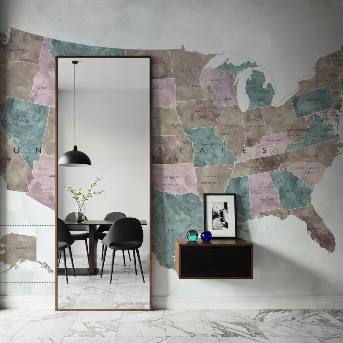 US State Map - Leire Wash Mural Wallpaper - room preview 04