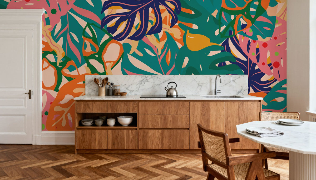 Contoured Monstera Mural Wallpaper - room preview 04