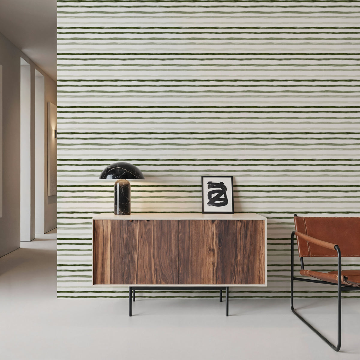 Green Stripes Mural Wallpaper - room preview 04