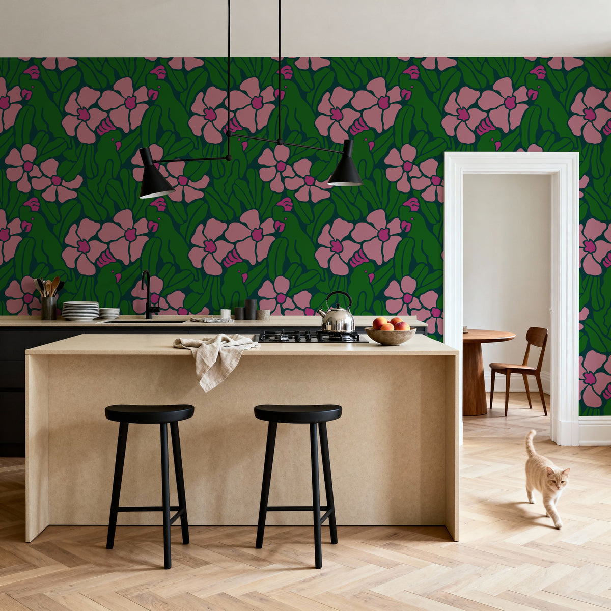 Flat Flowers Mural Wallpaper - room preview 04
