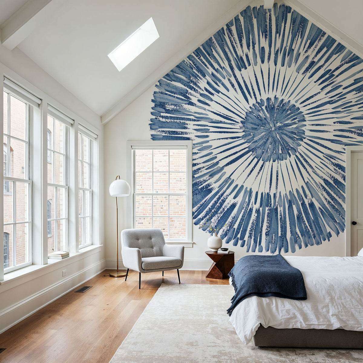Coastal Block Print II Blue Mural Wallpaper - room preview 04