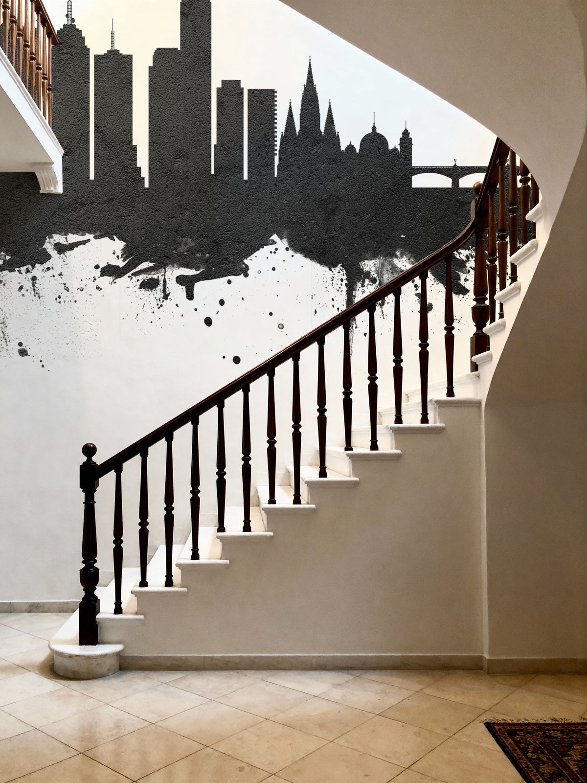 Melbourne Australia Skyline Black & White Mural Wallpaper - room preview 04