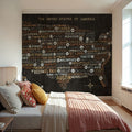 US City Map Black Mural Wallpaper - room preview 04