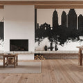 San Antonio Texas Skyline Black & White Mural Wallpaper - room preview 04