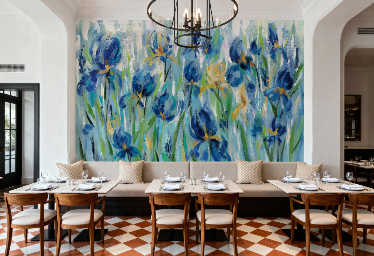 Iris Flower Bed Mural Wallpaper - room preview 04