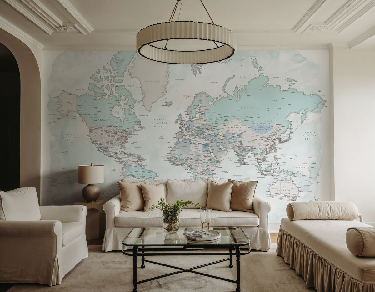 World Map Cities - Rebe Mural Wallpaper - room preview 04