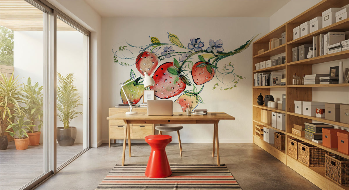 Summer Strawberries Mural Wallpaper - room preview 04