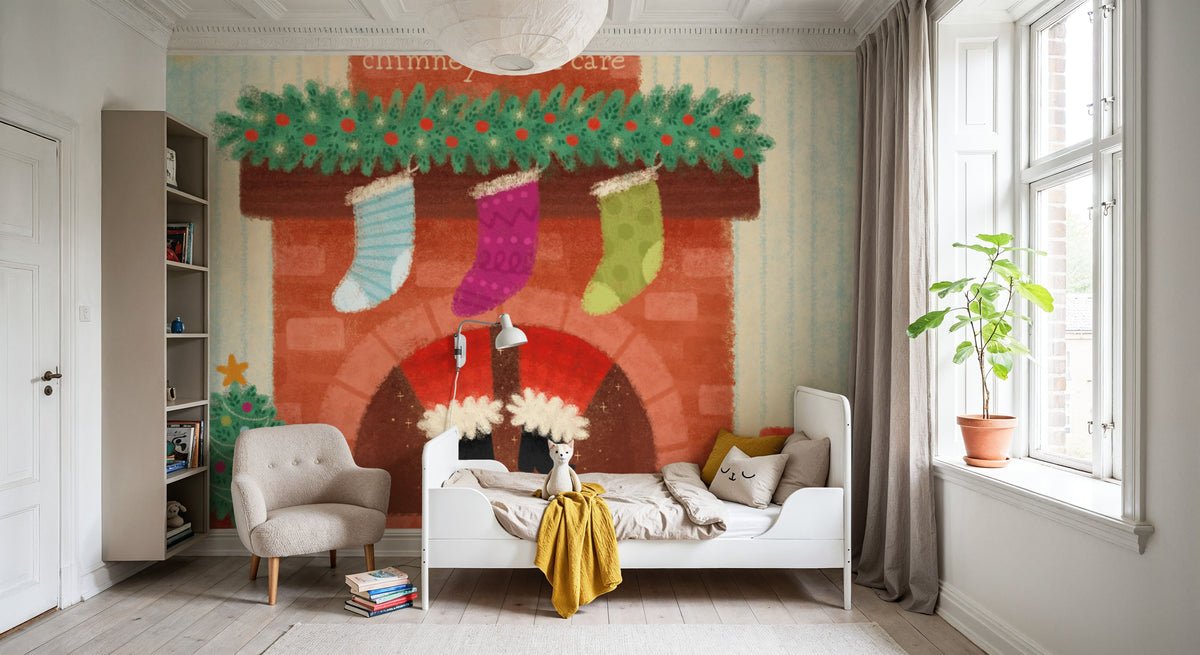 Christmas Stockings Mural Wallpaper - room preview 04