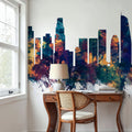 Los Angeles Skyline Blue & Bronze Mural Wallpaper - room preview 04