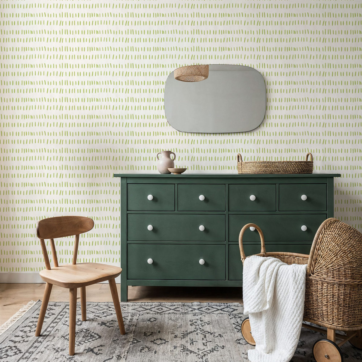 Coastal Leaning Green Mural Wallpaper - room preview 04