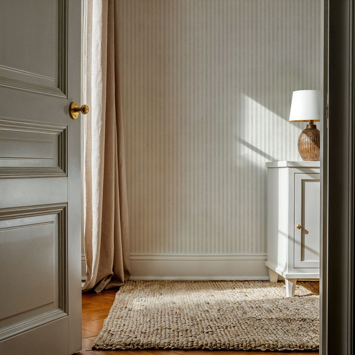Seeing Stripes Gray Mural Wallpaper - room preview 04