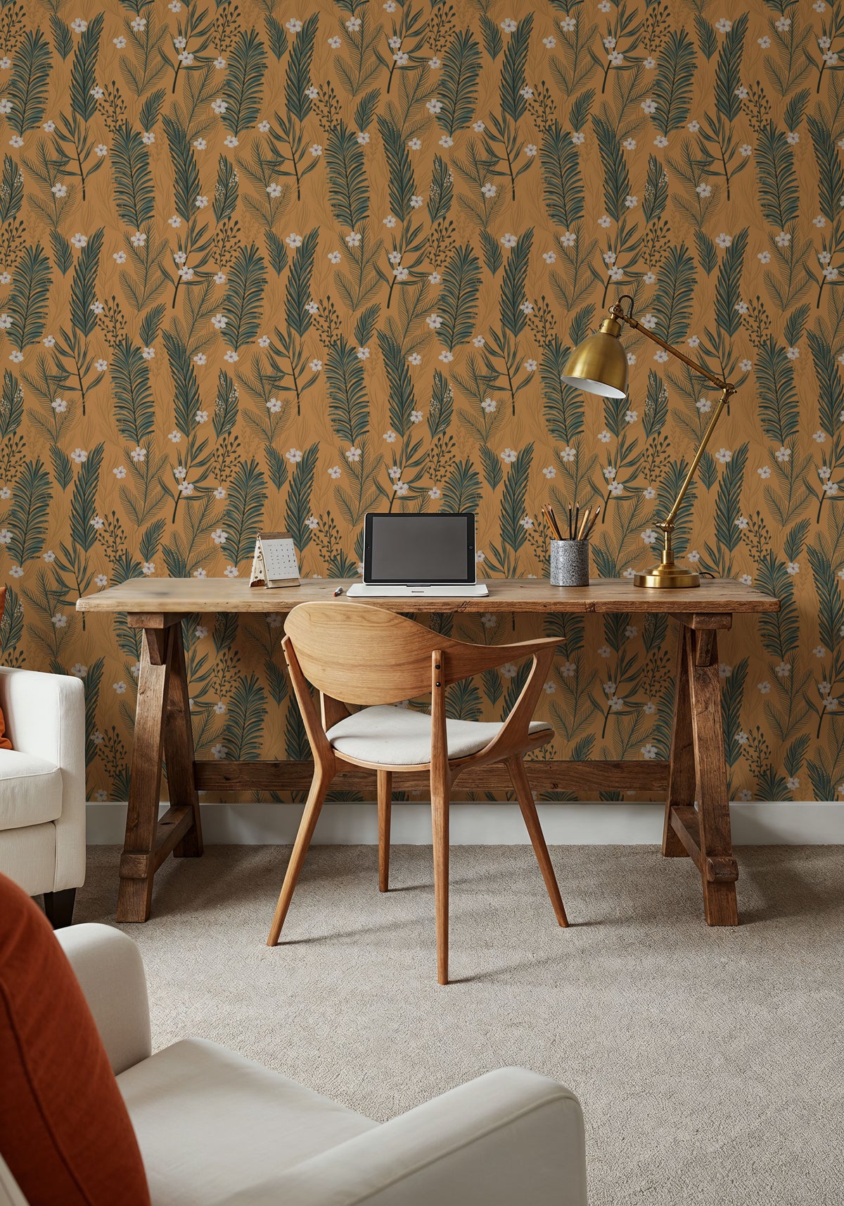 Spruce and Blooms Mural Wallpaper - room preview 04