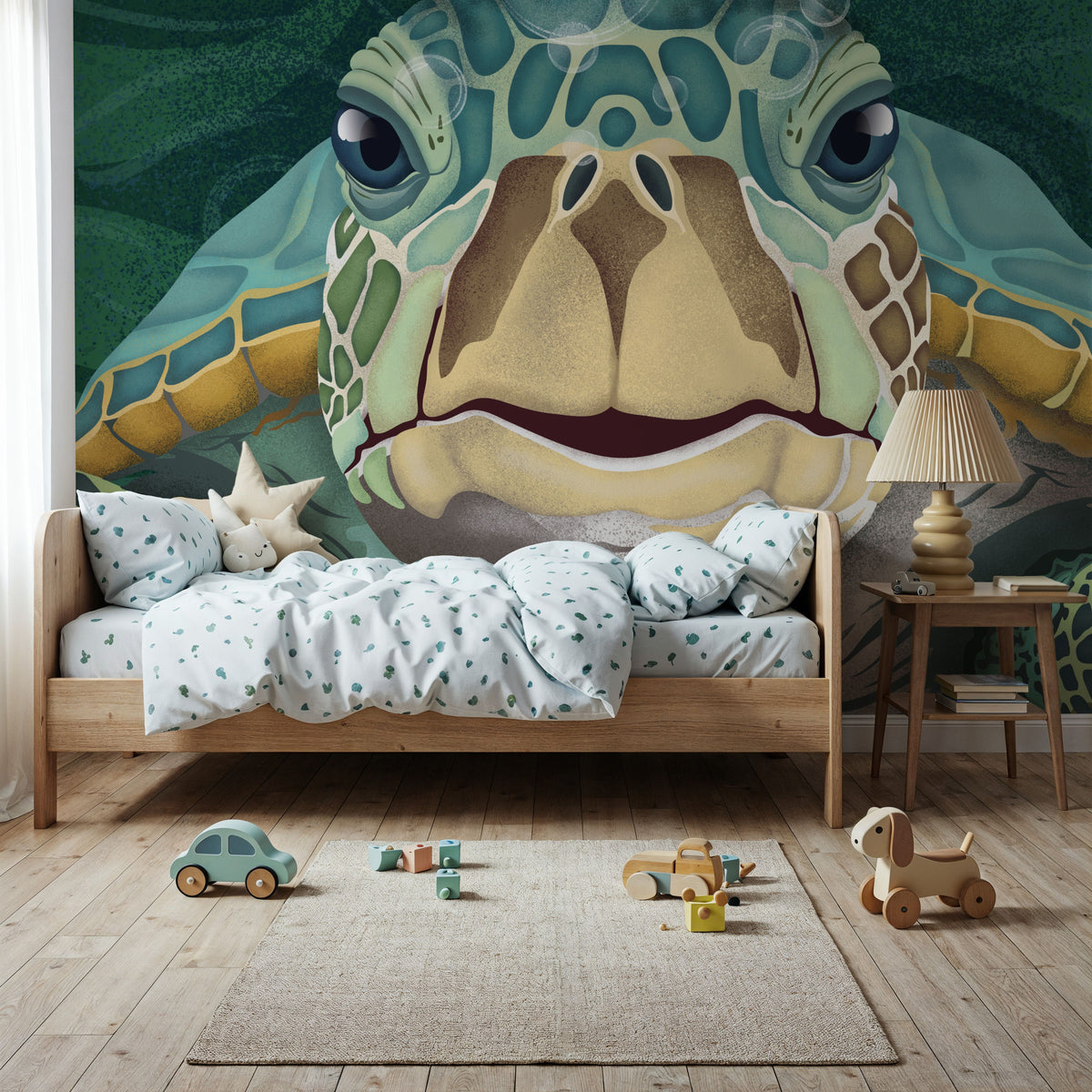 Hello Turtle, Emerald Mural Wallpaper - room preview 04