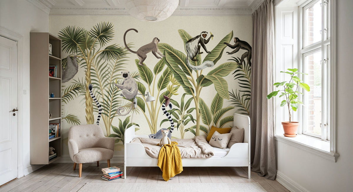 Where the Monkey's Play Mural Wallpaper - room preview 04