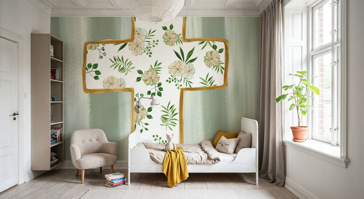 Floral Cross III Mural Wallpaper - room preview 04