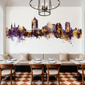 Roanoke Virginia Skyline Purple & Gold Mural Wallpaper - room preview 04