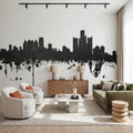 Detroit Michigan Skyline Black & White Mural Wallpaper - room preview 04