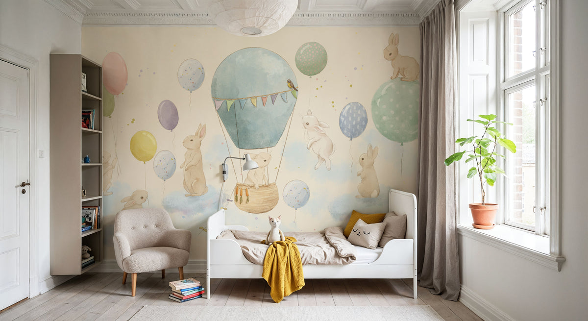 Rabbits & Balloons Mural Wallpaper - room preview 04