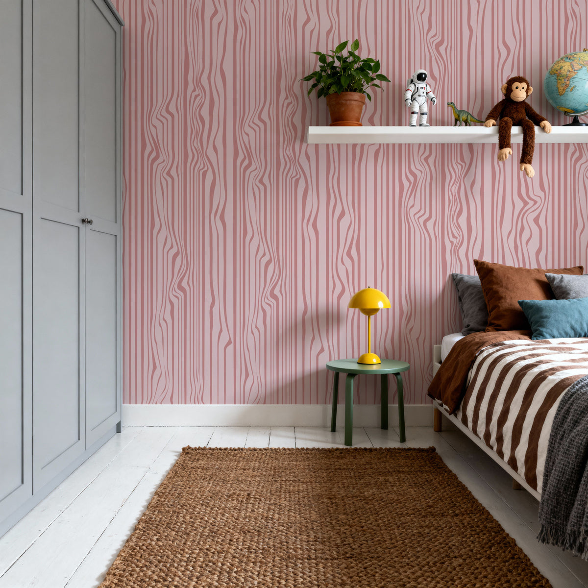 Veneer Lines, Pink Mural Wallpaper - room preview 04