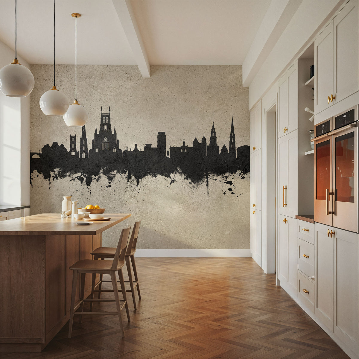 Worcester England Skyline Concrete Mural Wallpaper - room preview 04