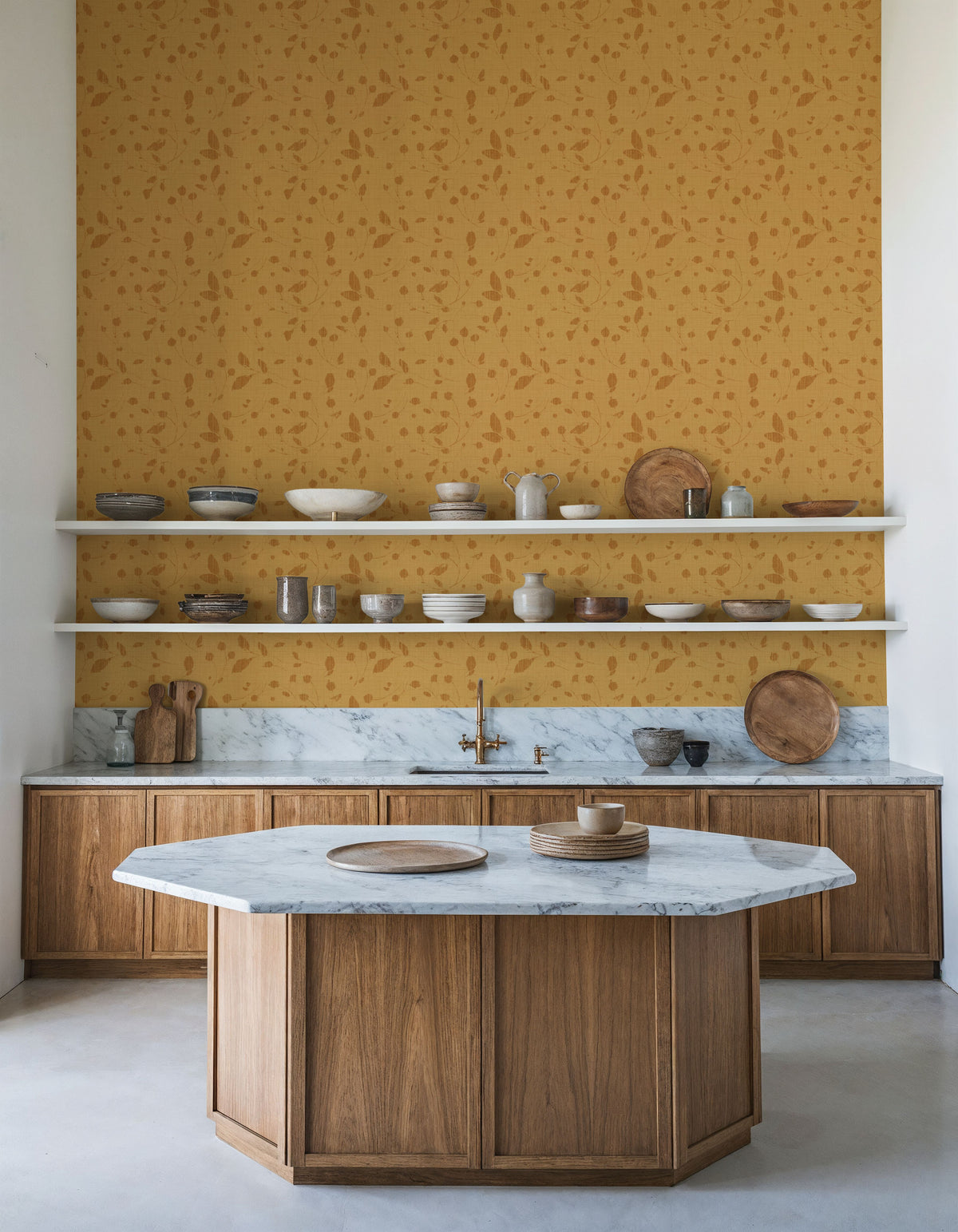 Time to Share Florals Yellow Mural Wallpaper - room preview 04