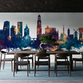 Utrecht the Netherlands Skyline Blue & Bronze Mural Wallpaper - room preview 04