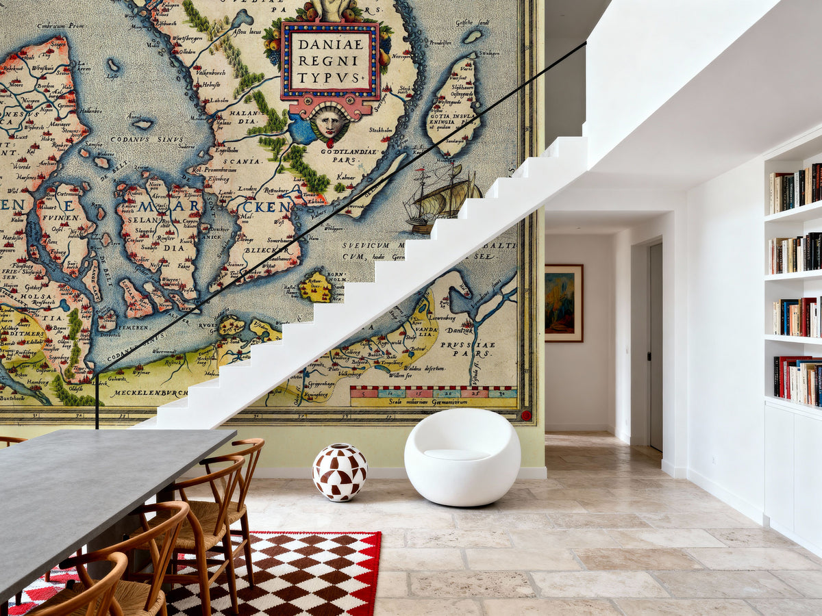 Old Map of Denmark 1570 Mural Wallpaper - room preview 04