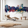 Maidstone England Skyline Blue & Bronze Mural Wallpaper - room preview 04