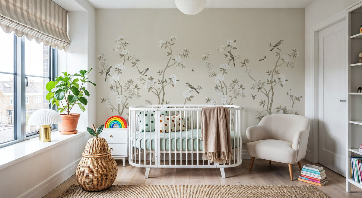Peony Tree, Ivory Mural Wallpaper - room preview 04