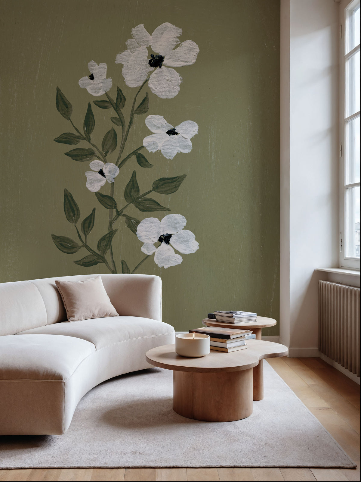 Pretty Little Flower III Avocado Mural Wallpaper - room preview 04