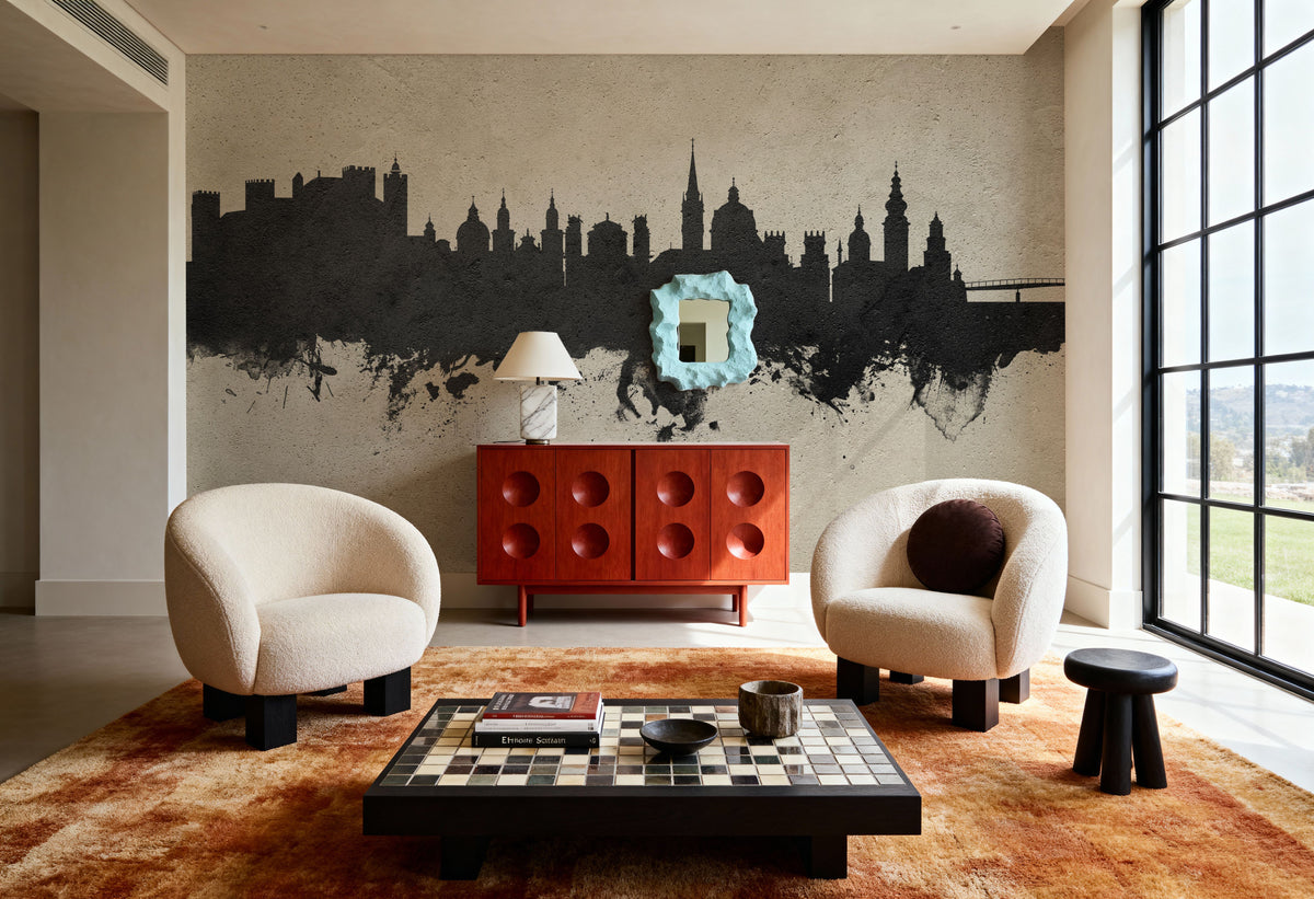 Salzburg Austria Skyline Concrete Mural Wallpaper - room preview 04