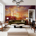 Golden Boat Metropolis Dusk Mural Wallpaper - room preview 04