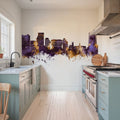 Stamford Connecticut Skyline Purple & Gold Mural Wallpaper - room preview 04