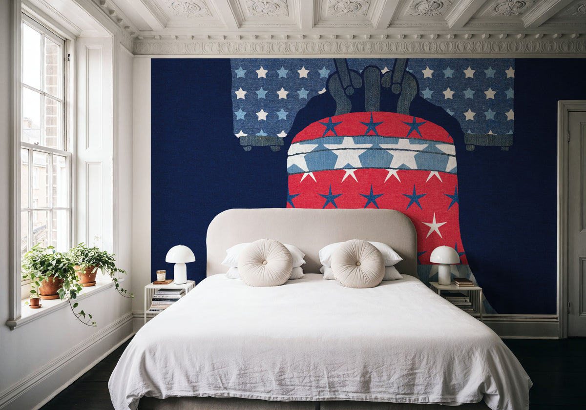 Stars and Stripes Freedom Ring Mural Wallpaper - room preview 04