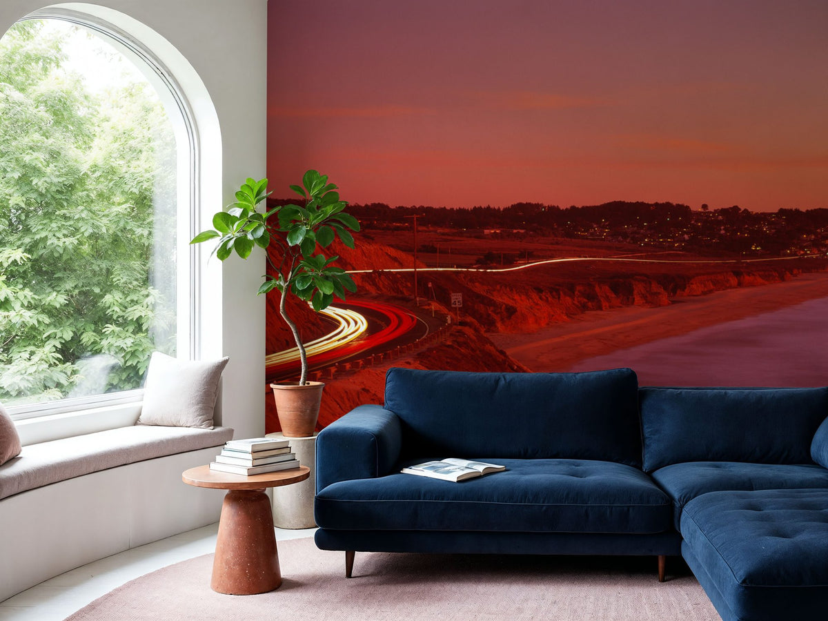 Sunset Coastal Journey Mural Wallpaper - room preview 04