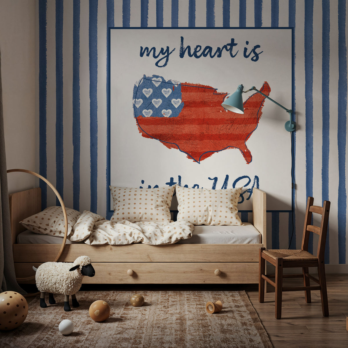 USA Cuties Stripes II Mural Wallpaper - room preview 04